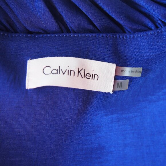 Calvin Klein Royal Blue Ruffled Crossover Wrap Top Size M - Picture 8 of 16